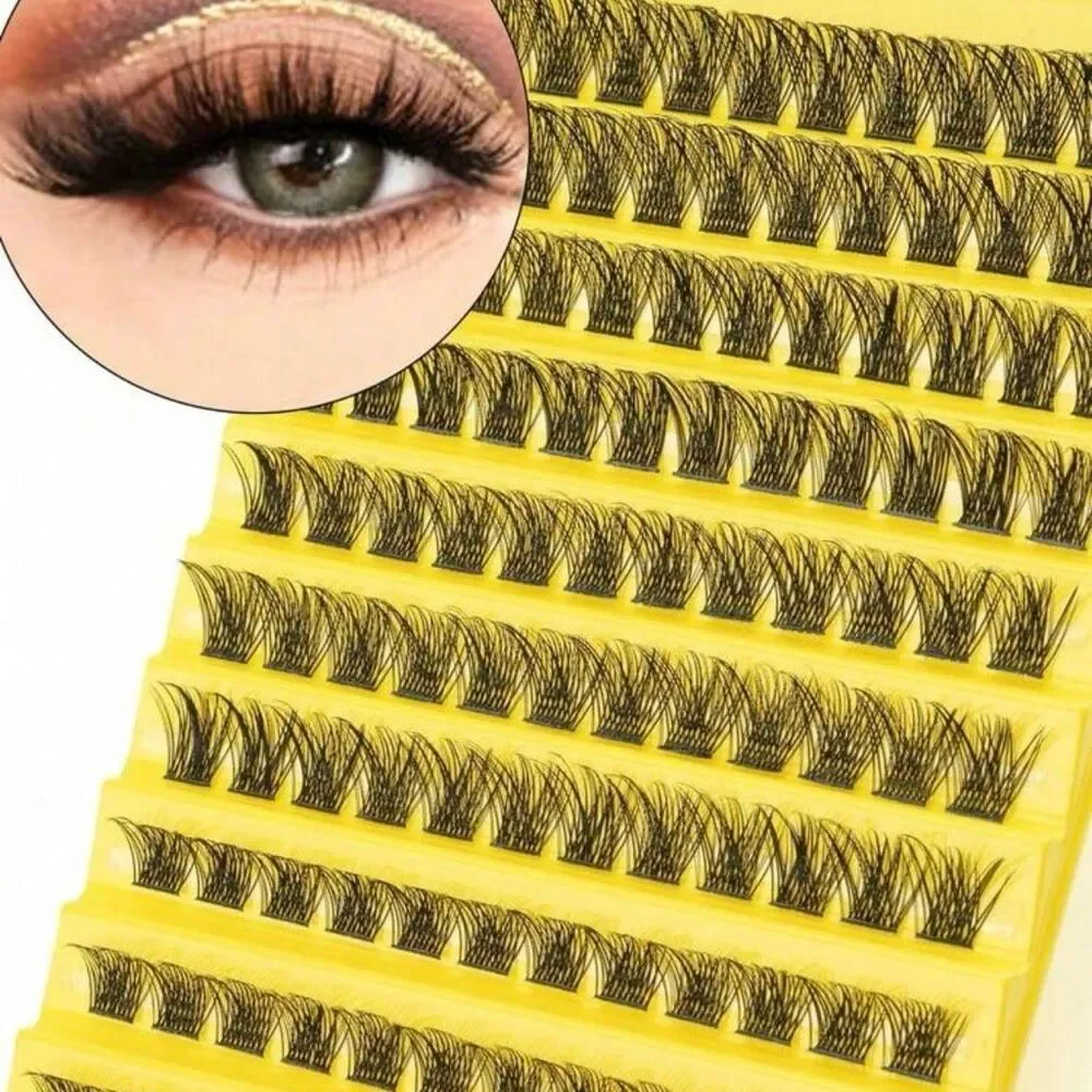 2 pc set 120ct D Curl lash clusters New 8-16mm natural volume fluffy cateye